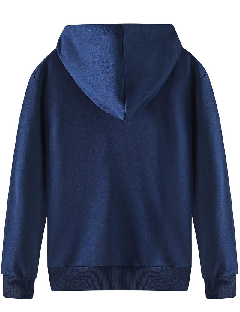 Spring&Gege Youth Solid Pullover Sport Hoodies Soft Kids Hooded Sweatshirts for Boys and Girls Size 7-8 Years Navy - Image 2